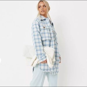 Missguided blue plaid boucle shacket